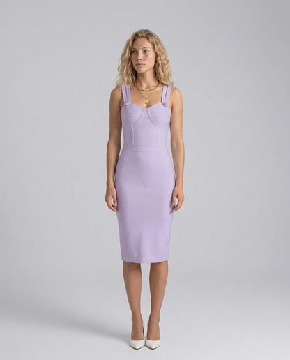 Knit Corset Sweetheart Midi Dress