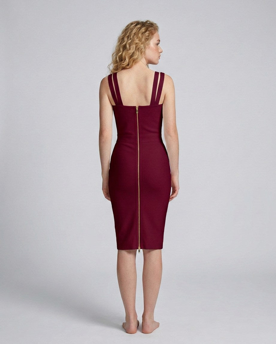 Knit Corset Sweetheart Midi Dress
