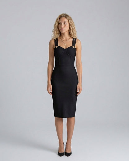 Knit Corset Sweetheart Midi Dress