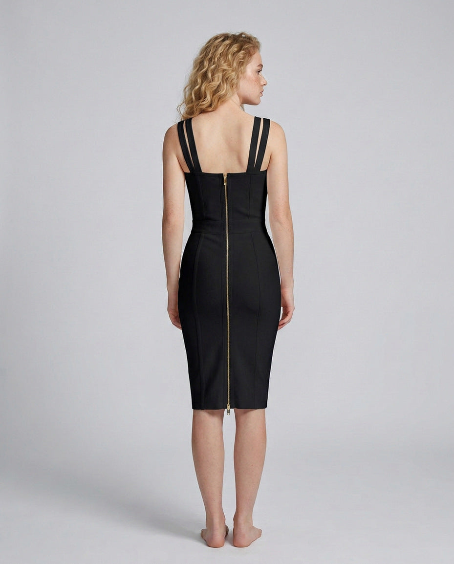 Knit Corset Sweetheart Midi Dress
