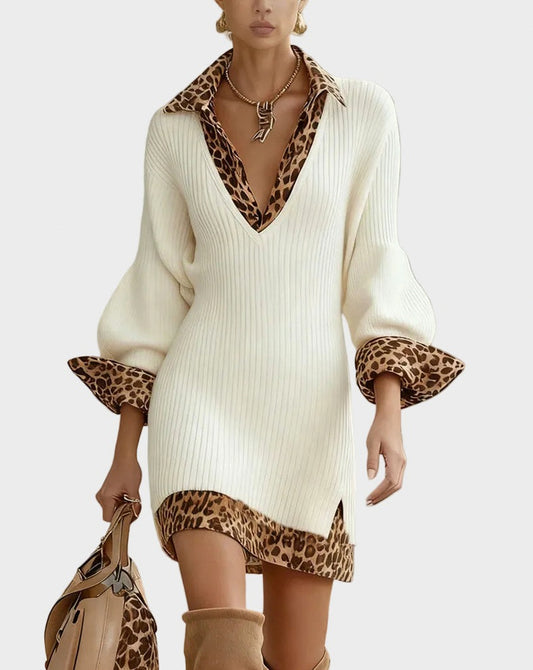 Knit Leopard Print Mini Dress