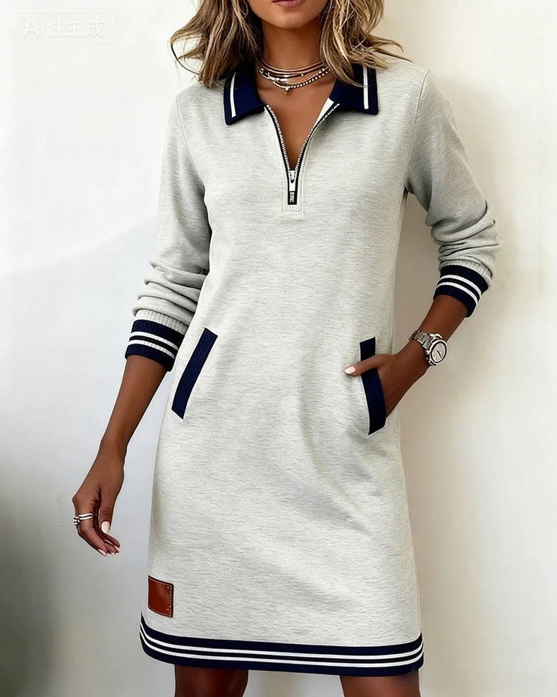 Knit Long Sleeve Polo Mini Dress