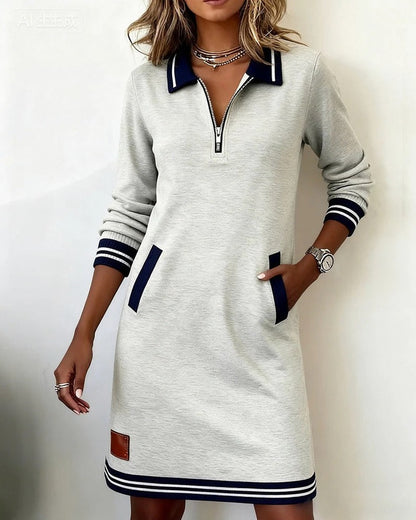 Knit Long Sleeve Polo Mini Dress