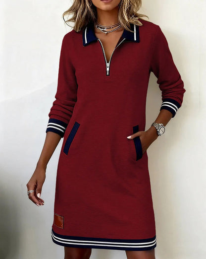 Knit Long Sleeve Polo Mini Dress