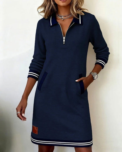 Knit Long Sleeve Polo Mini Dress