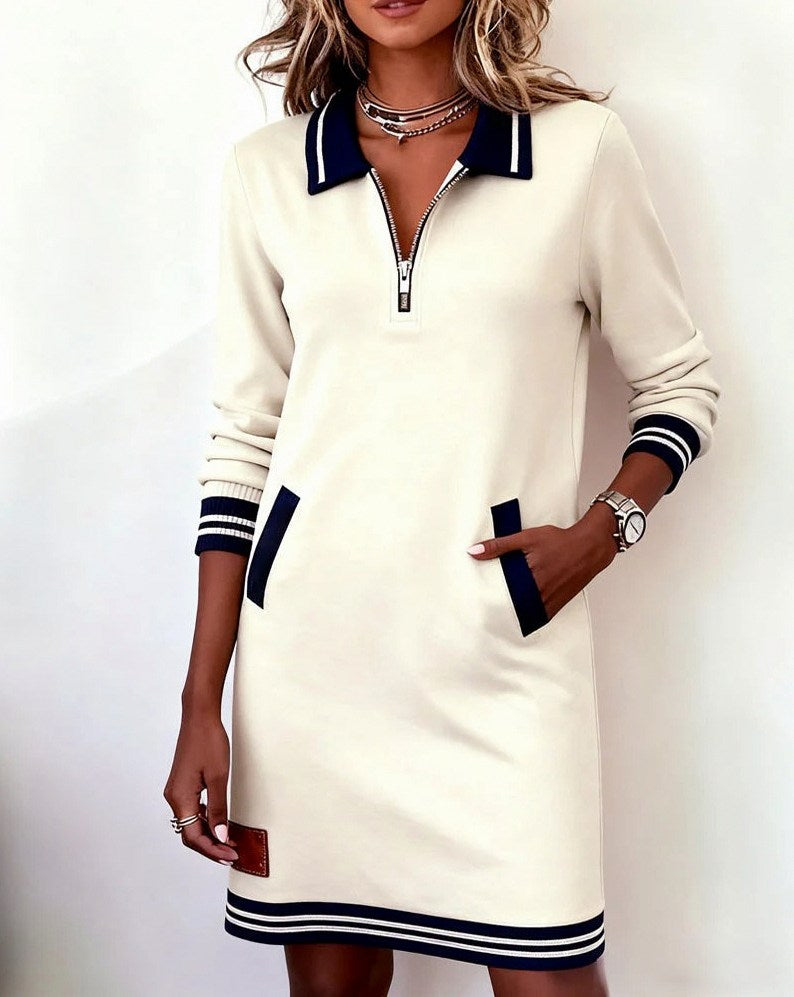 Knit Long Sleeve Polo Mini Dress