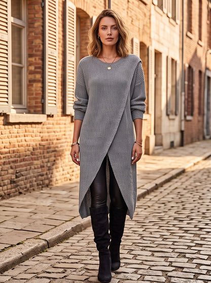 Knit Crewneck Long Sleeve Tunic Top