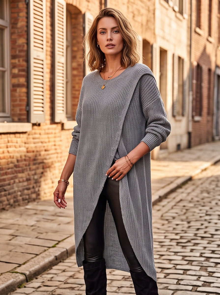 Knit Crewneck Long Sleeve Tunic Top