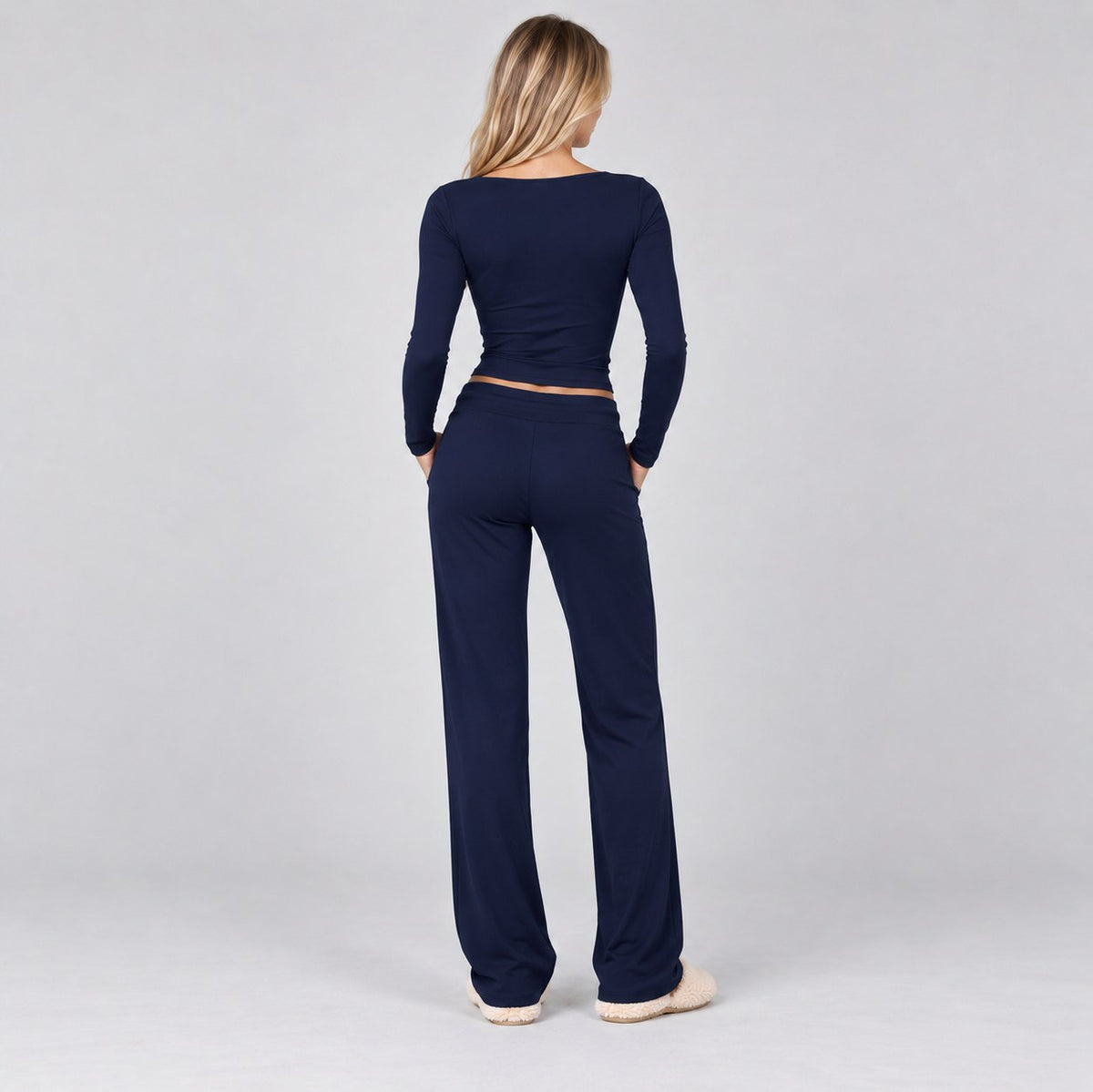 Knit Long Sleeve Wide Leg Set