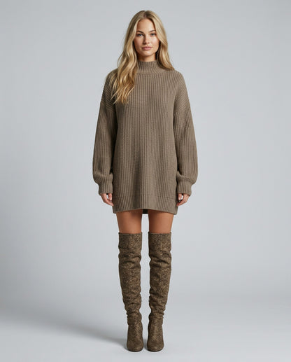 Knit Mock Neck Mini Dress