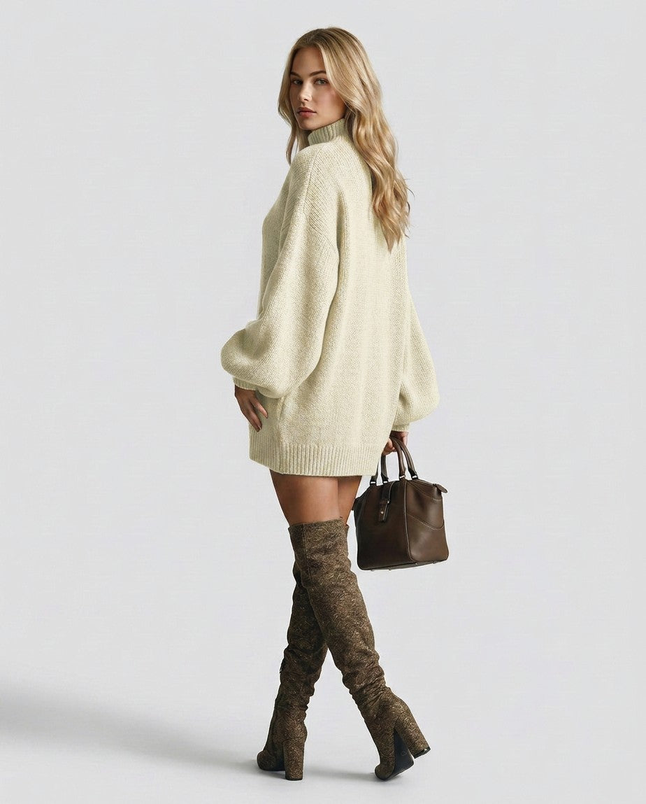 Knit Mock Neck Mini Dress
