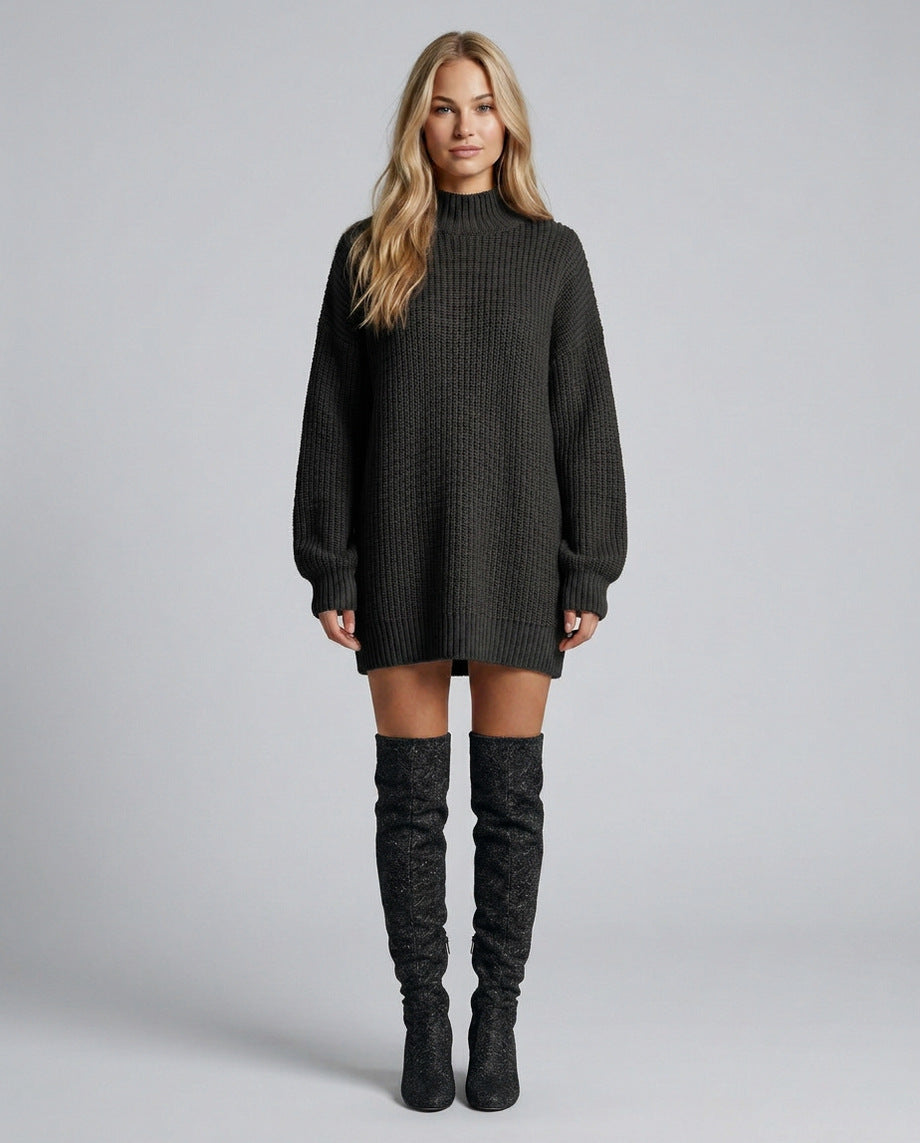 Knit Mock Neck Mini Dress