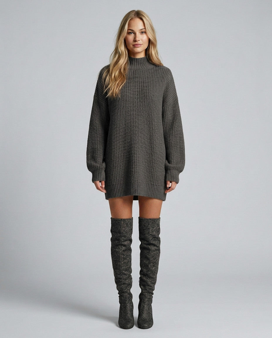 Knit Mock Neck Mini Dress
