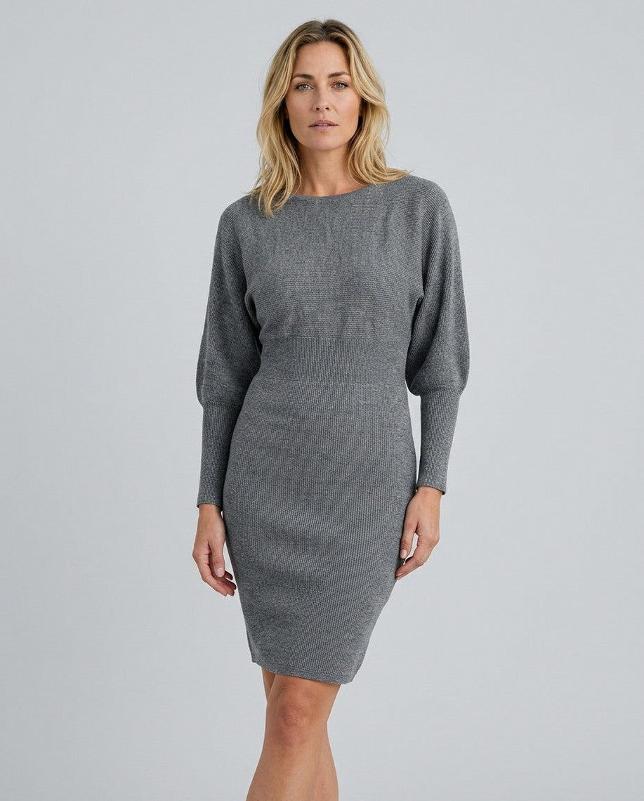 Knit Puff Sleeve Midi Dress