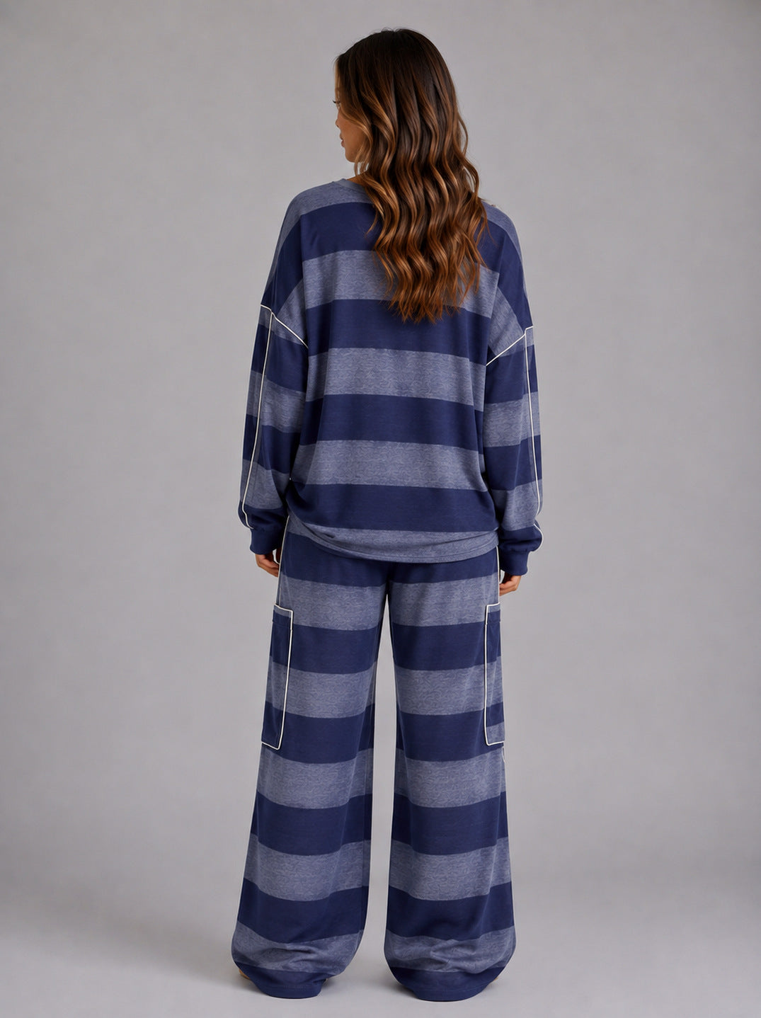 Knit Striped Wide Leg Two Piece Set