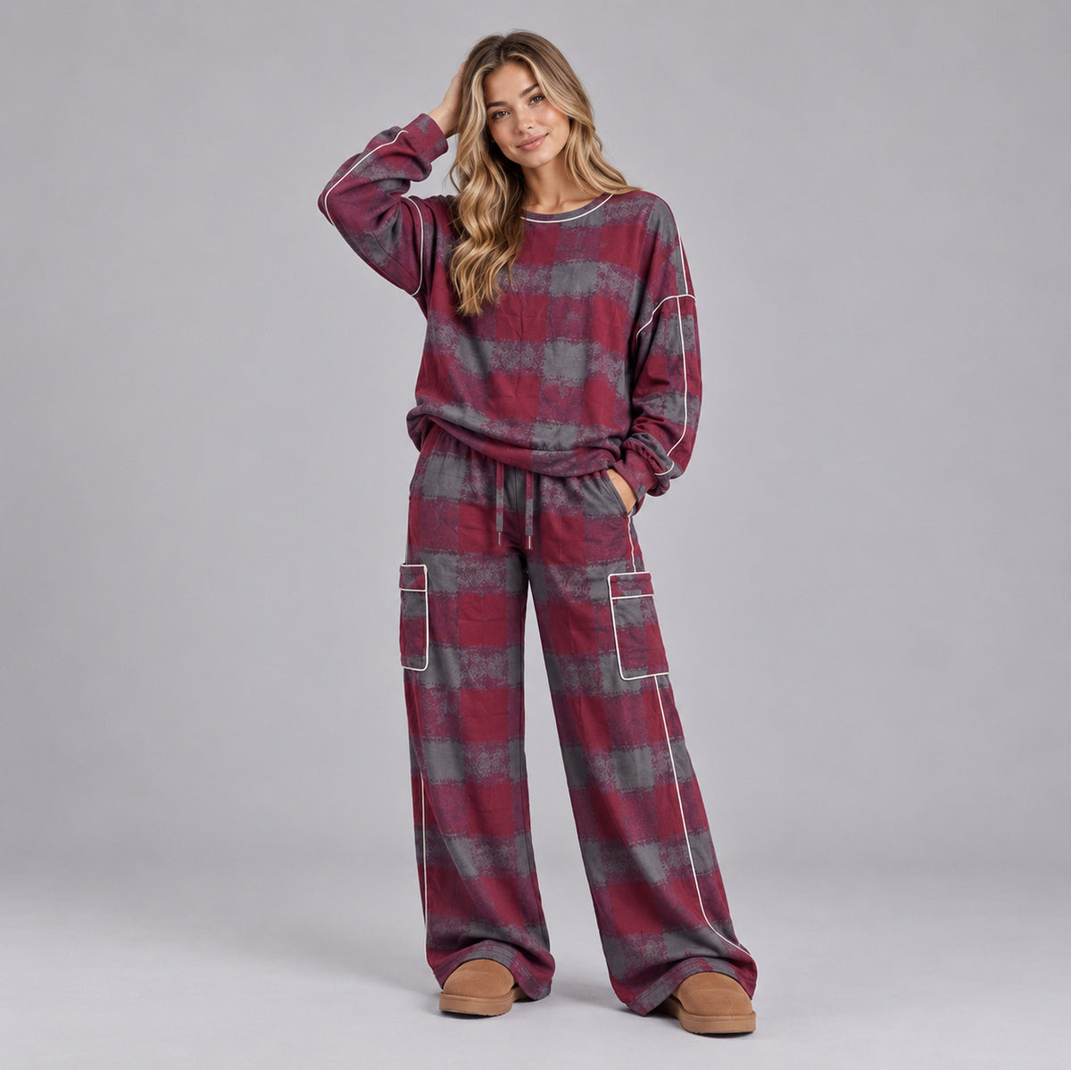 Knit Striped Wide Leg Two Piece Set