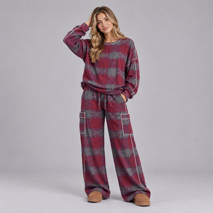 Knit Striped Wide Leg Two Piece Set