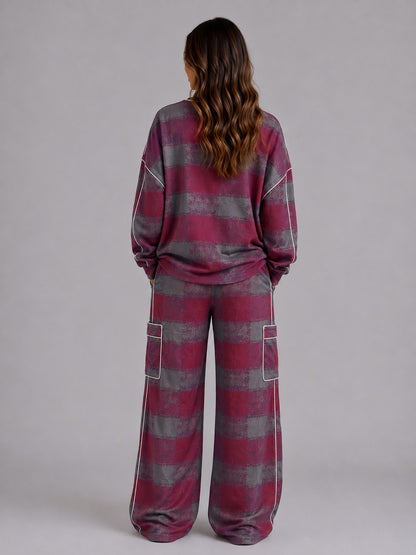 Knit Striped Wide Leg Two Piece Set