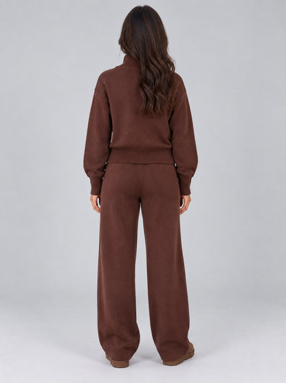 Knit Zip Front Long Sleeve Matching Set