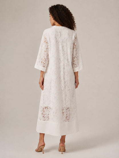 Lace 3/4 Sleeve Midi Dress