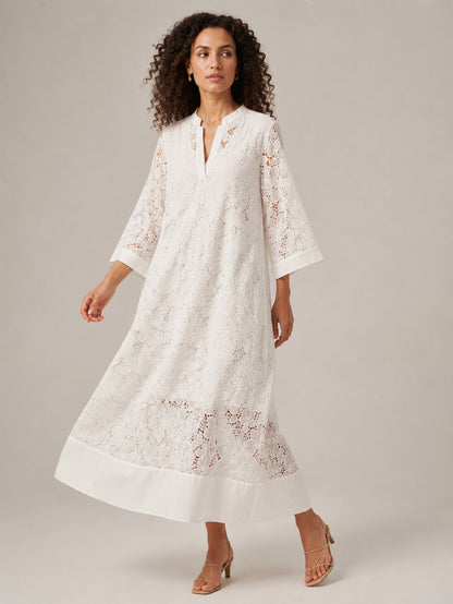 Lace 3/4 Sleeve Midi Dress