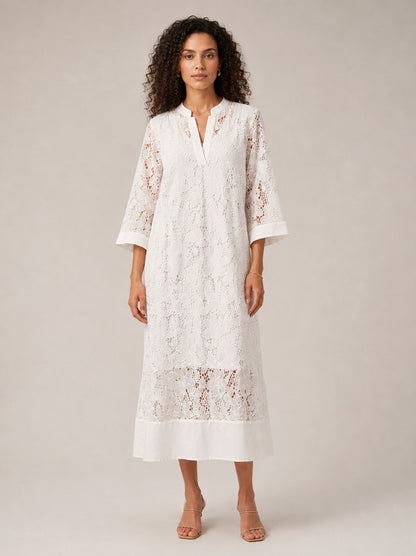 Lace 3/4 Sleeve Midi Dress
