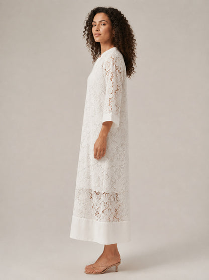 Lace 3/4 Sleeve Midi Dress