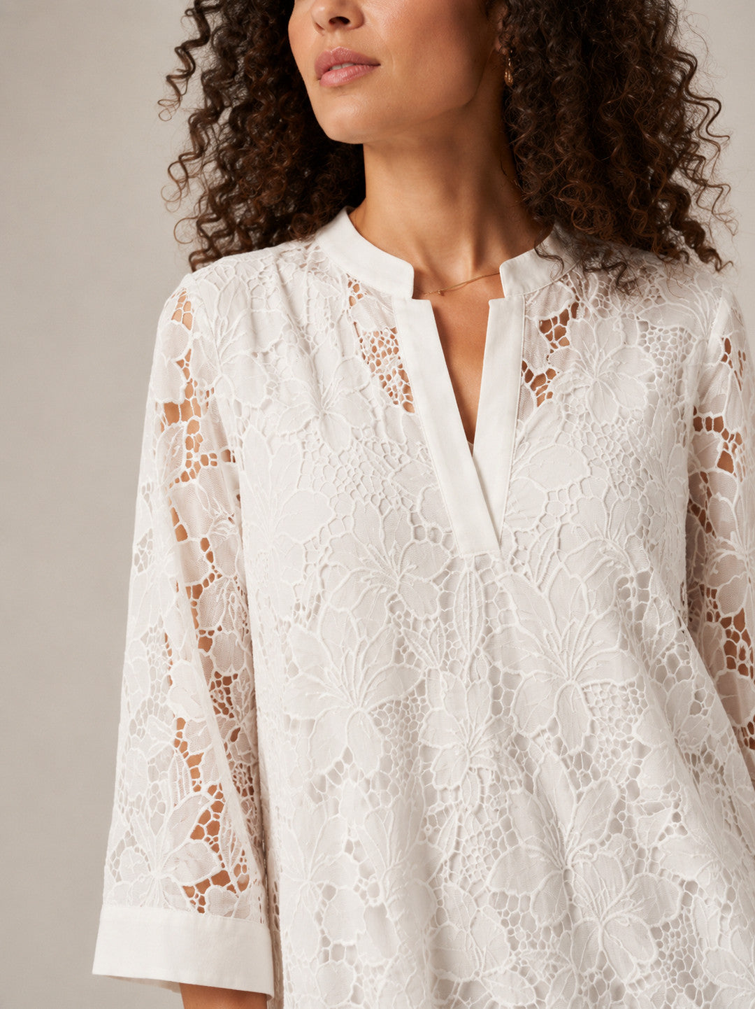 Lace 3/4 Sleeve Midi Dress