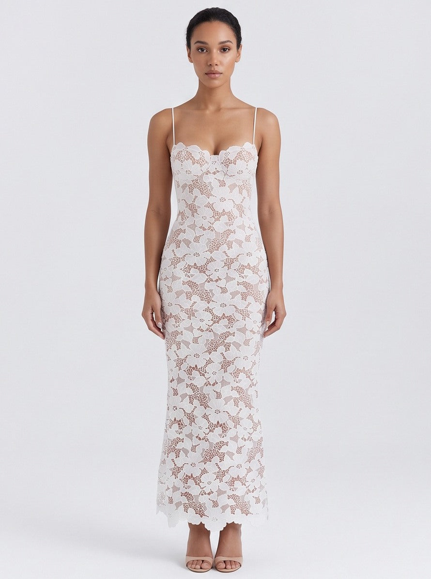 Lace Corset Lace Up Maxi Dress