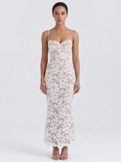 Lace Corset Lace Up Maxi Dress