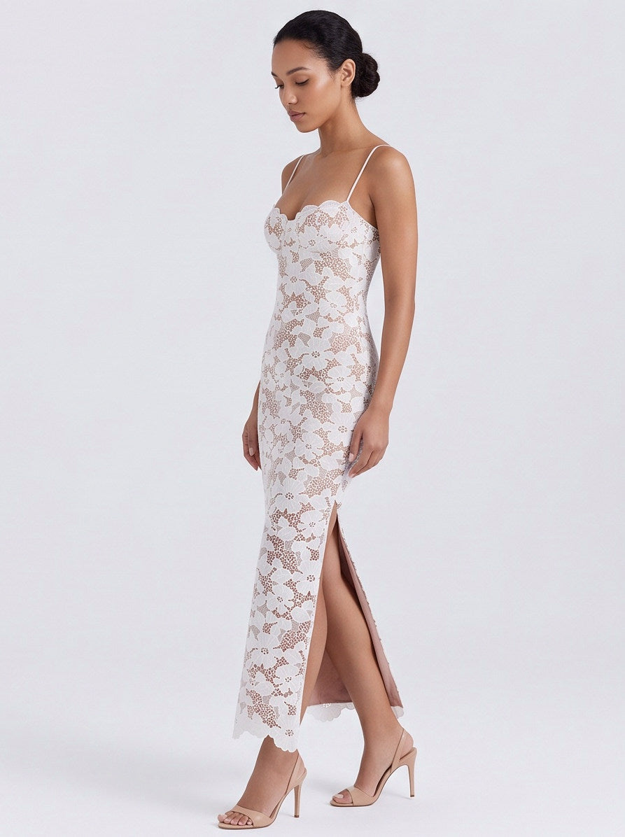 Lace Corset Lace Up Maxi Dress