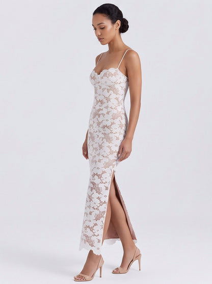 Lace Corset Lace Up Maxi Dress