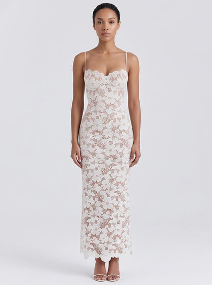 Lace Corset Lace Up Maxi Dress