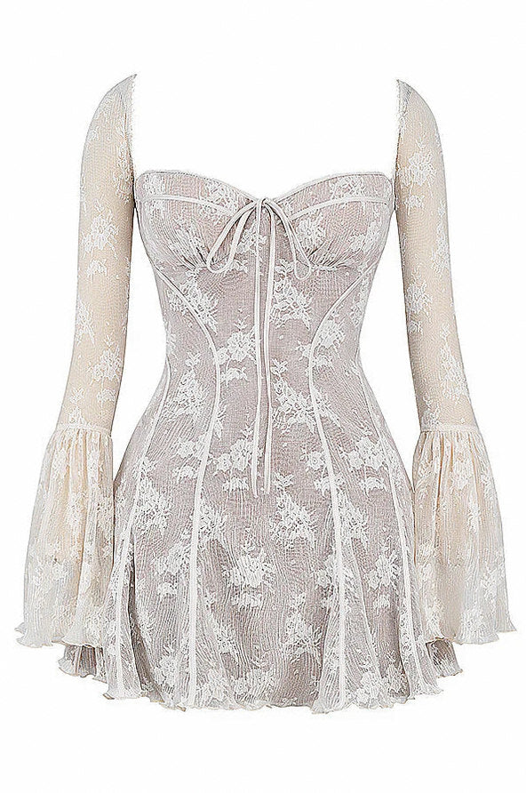 Lace Corset Flare Sleeve Mini Dress