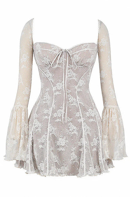 Lace Corset Flare Sleeve Mini Dress