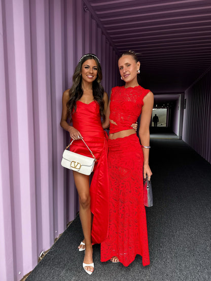 Lace Cutout Maxi Matching Set