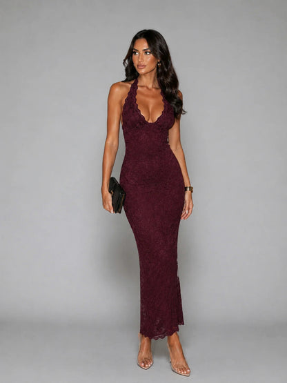 Lace Halter Maxi Dress