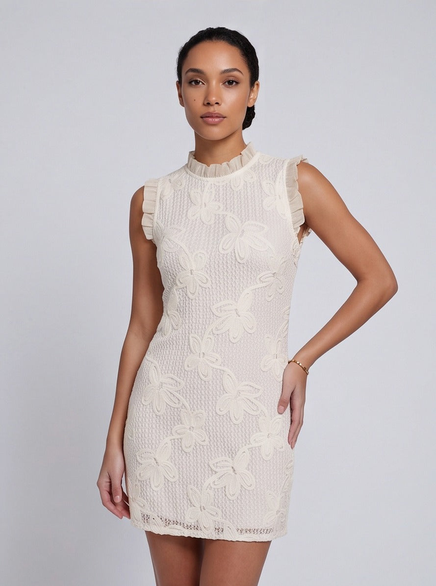 Lace High Neck Mini Dress