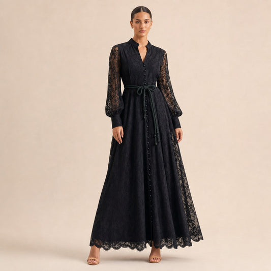 Lace Long Sleeve Maxi Dress