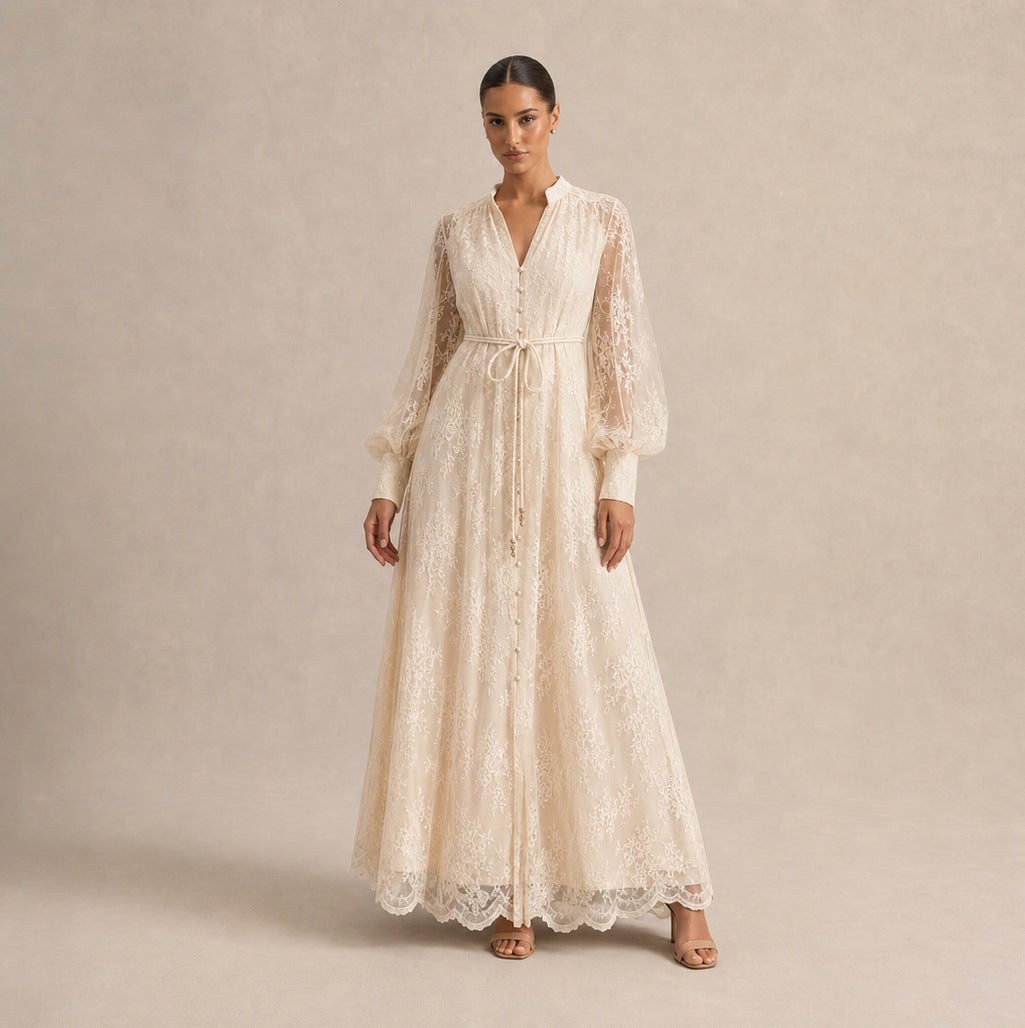 Lace Long Sleeve Maxi Dress