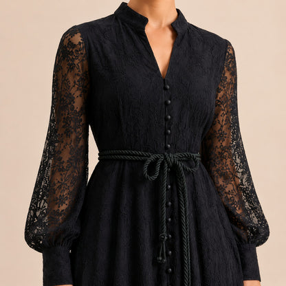 Lace Long Sleeve Maxi Dress