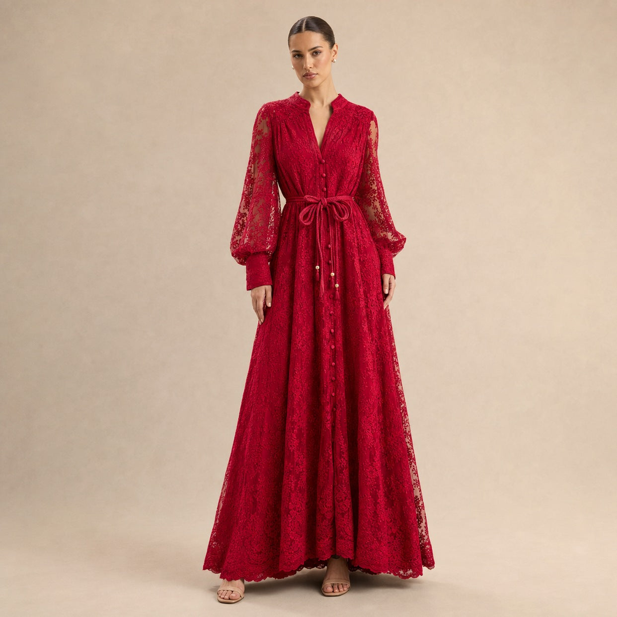 Lace Long Sleeve Maxi Dress