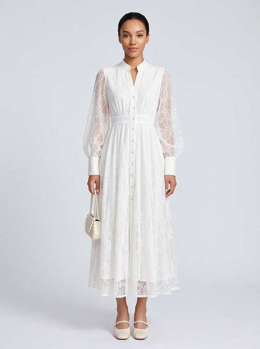 Lace Long Sleeve Midi Dress