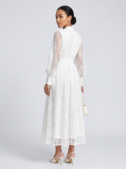 Lace Long Sleeve Midi Dress