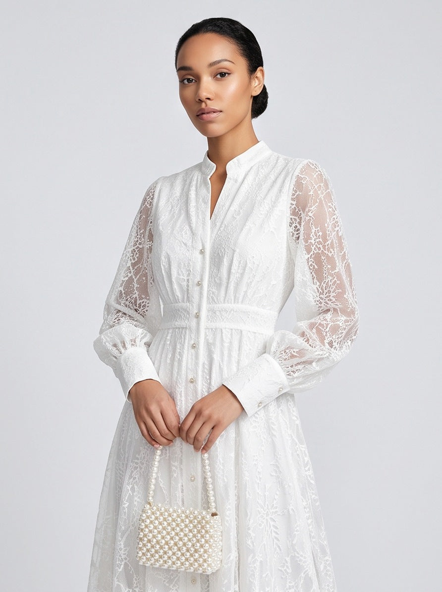 Lace Long Sleeve Midi Dress