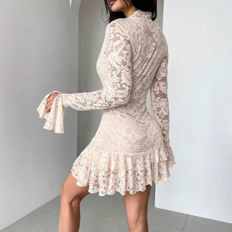 Lace Long Sleeve Mini Dress