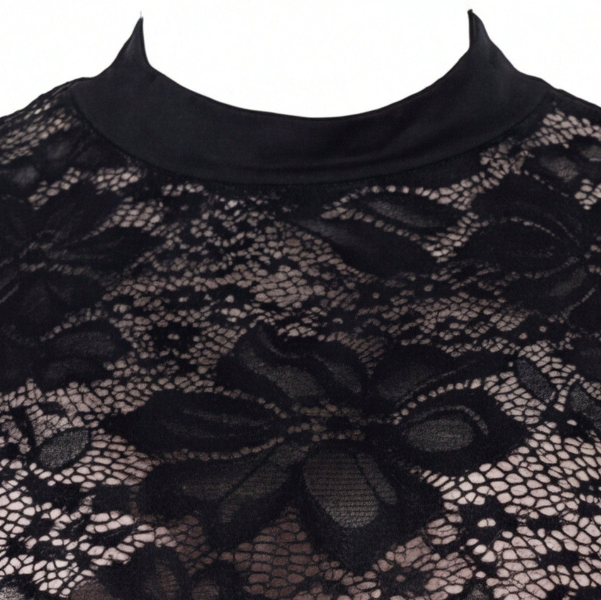 Lace Long Sleeve High Neck Mini Dress