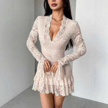 Lace Long Sleeve Mini Dress