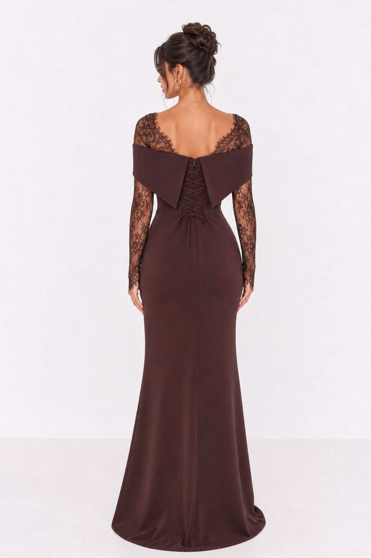 Lace Long Sleeve Off Shoulder Maxi Dress