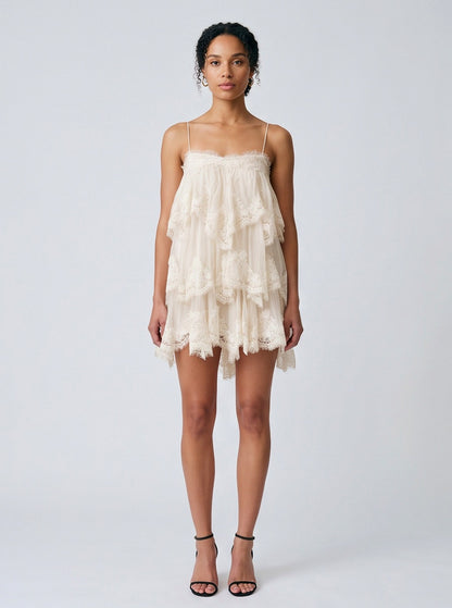 Lace Tiered Babydoll Mini Dress